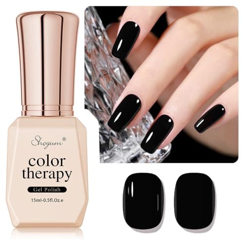SHOYUM Black Gel Nail Polish 1Pcs 15ML Nail Polish Soak Off UV LED Nail Gel Polish Nail Art Starter Manicure Salon DIY at Home, 0.51 OZ
