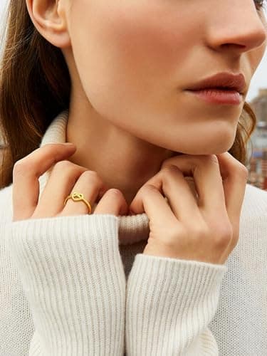 Bestyle Silver Gold Celtic Ring for Women, Dainty Cute Heart Knot Ring, Women Simple Finger Band Ring Stacking Ring, Eternity Love Band Ring for Her, Great Celtic Jewelry for Women,Size 5 - Thumbnail 4