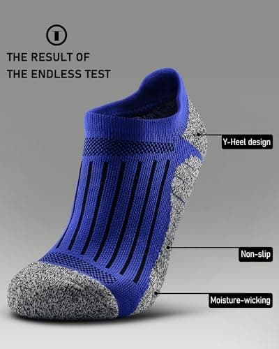 SITOISBE Men's No Show Compression Athletic Socks, Cushioned for Running Hiking, Medium, Royal Blue-4 Pairs - Thumbnail 5