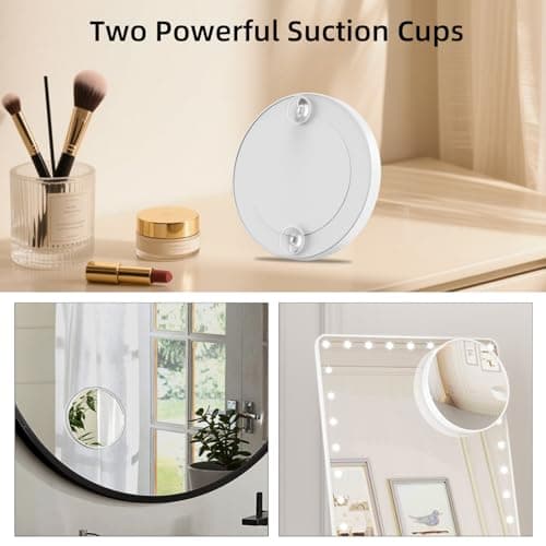 FUNTOUCH Travel Magnifying Mirror Set,10X/20X Small Magnifying Mirrors with Suction Cup,4.1 Inches Compact Magnified Mirror for Detail Makeup(White),2PCS - Thumbnail 5