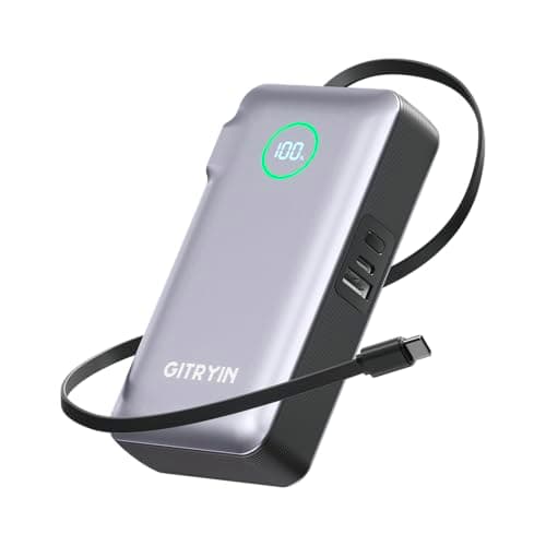 Portable Charger with Built in 25.6in Retractable Cable and Wall Plug, 10000mAh USB C Travel Power Bank, 35W Fast Charging Battery Pack Compatible with iPhone 16 15 14 13 Samsung Android Phone etc - Image 1