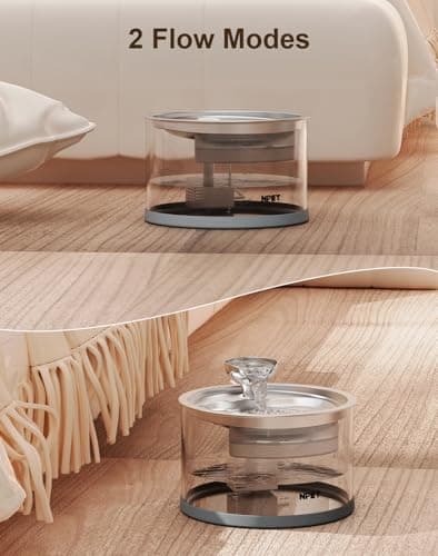 NPET N280 Cat Water Fountain Glass, 95oz/2.8L Automatic Pet Fountain Dog Stainless Steel Tray, Water Dispenser for Cats, Dogs, Multiple Pets (Water Fountain + 5 Filters) - Thumbnail 3