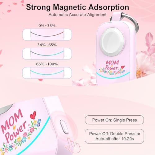 Mothers Day Gifts for Mom Power – Portable Charger with Keychain for Apple Watch, Magnetic Wireless Charging for iWatch, Mom Gifts for Travel - Thumbnail 6