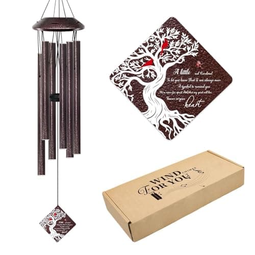 Memorial Wind Chime with Cardinal Bird and Tree – Sympathy Gift for Loss of Loved One – Bereavement Wind Chime with Saying “A Little Red Cardinal Bird to Let You Know” for Garden or Outdoor Decor - Image 1