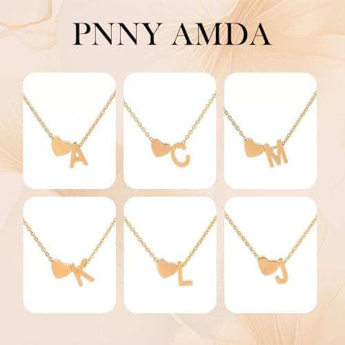 PNNY AMDA Initial Heart Necklace for Women: 18K Gold Plated Pendant Dainty Letter Necklace - Cute Jewelry Teens Gifts (J) XL-TXZM-J - Thumbnail 6