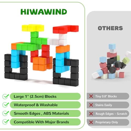 Hiwawind 40pcs Magnetic Blocks -Ideal Gifts for 3 4 5 6 Year Old,STEM Learning Toys for 3-5 Year Old Boys & Girls, Safe & Strong Building Blocks with ASMR Sounds,Classroom Must Haves - Thumbnail 3