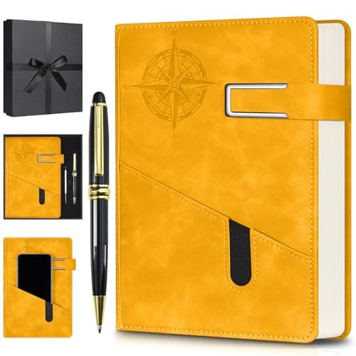 Lined Notebook Journal for Men Women, College Ruled Notebook, Hardcover Leather Journal with Pen & Gift Box, 256 Pages Thick Daily Diary, Professional Notebooks for Work, Travel, Executive, Writing,A5