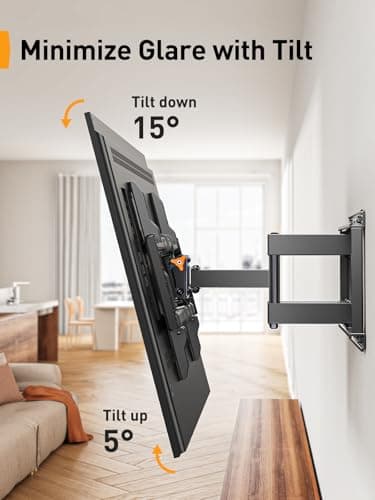Perlegear UL Listed Full Motion TV Wall Mount for 42-90" TVs up to 132lbs, Heavy Duty TV Mount with Dual Articulating Arms, Tool-Free Smooth Tilt, Swivel, Fits 16" Studs, Max VESA 600x400mm, PGLF8 - Thumbnail 5