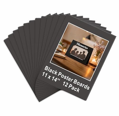 Black Poster Board 11 x 14 in, ZXUNLIEH 12 Pack Foam Board, 3/16'' Thick