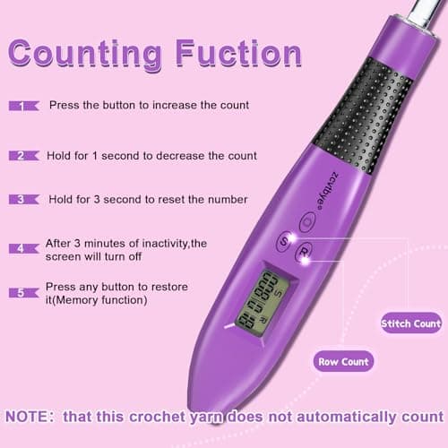 Counting Crochet Hook Set, Light Up Crochet Hooks with Ergonomic Handle, 24 Size Interchangeable Crochet Hooks Kit with Digital Counter, Crochet Hooks for Arthritic Hands, Gift for Beginners - Thumbnail 4