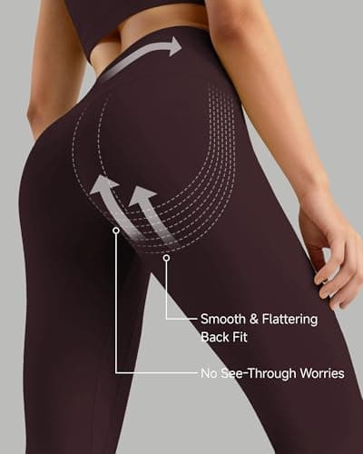 Buttery Soft Second-Skin High Waisted 7/8 Leggings for Women Espresso Brown - Thumbnail 6