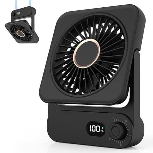 Ehoyal Magnetic Fan for Cruise Ship, 6.7" Ultra Thin Portable Fan with 100 Speeds, 3600mAh Rechargeable, Digital Display, 150° Adjustable, Quiet for Desktop Travel, Camping & Cruise Essentials, Black - Image 1