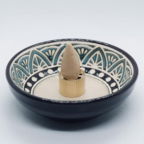 Pddyier Ceramic Incense Burner Holder for Sticks, Handmade Small Incense Cone Holder for Coil, Sage Cones, Ash Catcher, Smudge Bowl for Yoga Meditation Room Décor - Thumbnail 3