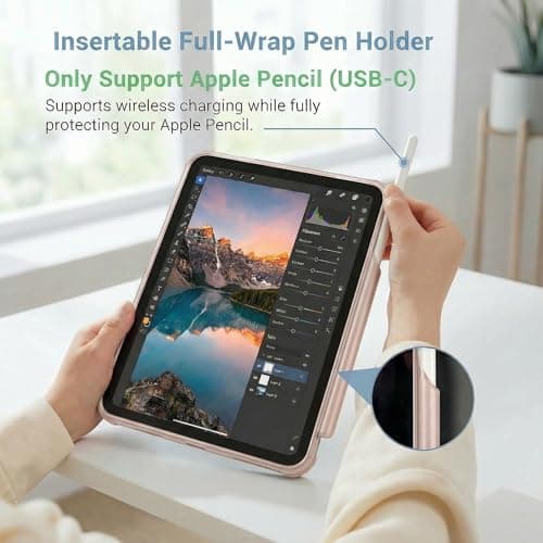 Mouncolor Case for iPad (A16) 11th Generation 11 Inch 2025, iPad 10th Generation Case 10.9 Inch 2022 with Pencil Holder, 3+Y Fold Magnetic Protective Stand Cover (Pink) - Thumbnail 4