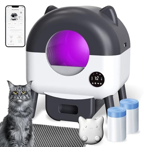 Automatic Self Cleaning Litter Box, MeowWhimsy Extra Large Automatic Cat Litter Box Self Cleaning Robot S7 for Cats, Smart Safety Sensors-App Control-Low Noise, Washable Tray,40 pcs Trash Bag - Image 1