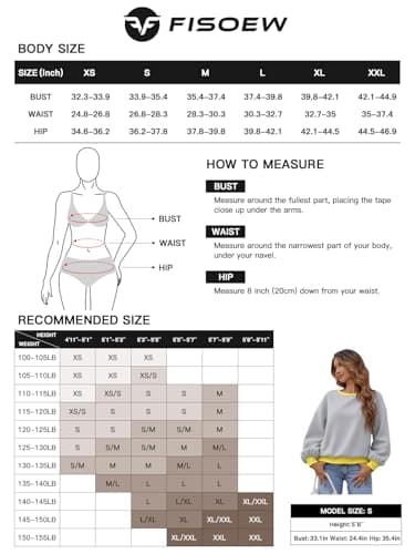 Fisoew Womens Oversized Sweatshirts Crewneck Long Sleeve Pullover 2025 Cute Color Block Casual Fleece Y2k Cropped Tops Beige - Thumbnail 6