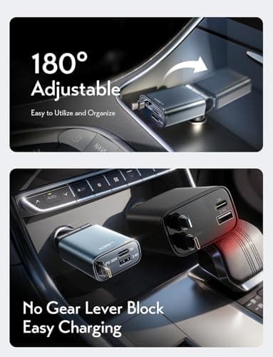 LISEN Car Charger USB C Fast Charge, Retractable Car Charger USB C [98% Space-Smart] Valentines Day Gifts Car Accessories for Him Her Women Men Phone Type C Car Charging for iPhone 17 16 15 Samsung - Thumbnail 6