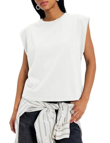 Womens Summer Cap Sleeve T Shirts Casual Loose Fit Crew Neck Solid Basic Tee Shirt Tops(Beige,XL) - Image 1