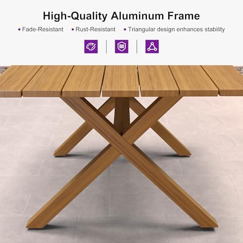 PURPLE LEAF 9 Pieces Outdoor Dining Set with Patio Aluminium Square Dining Table and Wicker Chairs Modern Furniture Cushions Sets for Backyard Indoor Decor Kitchen Teak - Thumbnail 4