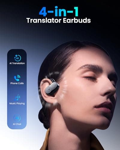 FERRISA Translation Earbuds Real Time, 3-in-1 AI Translation Earbuds with 164 Languages, 60H Playtime Bluetooth Translator Headphones, Open Ear Wireless Earbuds for Travel Business Calls - Thumbnail 6