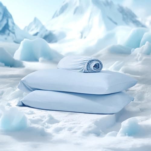 Regency Heights Queen Sheet Sets 3 Piece, Cooling Spandex, Fade Resistant Fitted Sheet & Pillowcases, All Elastic Fits Up to 15" Mattress, Breathable & Moisture-Wicking for Hot Sleepers, Ice Blue - Thumbnail 2