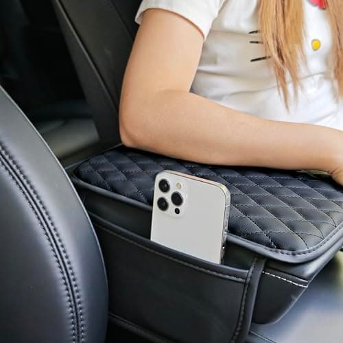 Upgraded Car Center Console Cover, Microfiber Leather Car Armrest Cover Cushion with 2 Storage Bags, Universal Car Armrest Storage Box Cover, Car Interior Accessories for Most Vehicles, Black - Thumbnail 5