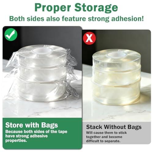 3 Rolls Double Sided Tape Heavy Duty - Total 30FT, Extra Strong Nano Tape Adhesive Strips Filament Tape, Clear Mounting Tape Removable Two Sided Adhesive Tape for Walls, Posters, Rug, Picture Hanging - Thumbnail 5