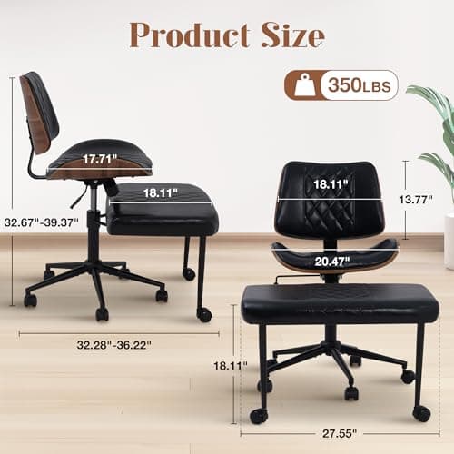 Azaeahom Ergonomic Cross Legged Office Chair with Wheels, Height Adjustable & 360°Swivel for Meditation, Desk & Yoga - Wide Criss Cross Design, Kneeling Chair - Black - Thumbnail 2