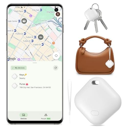 Air Tag for Android（NOT for iOS or Huawei） Bluetooth Tracker for Android Smart Tracking Tag for Google Find My Device App Item Finder for Backpack, Keys (White) - Image 1
