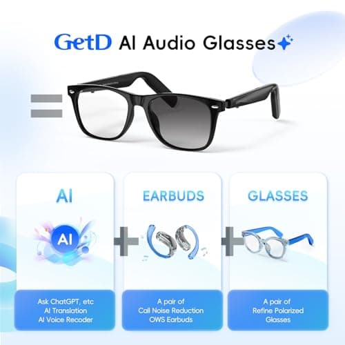 GetD 2026 AI Glasses for Men & Women, Smart Glasses Powered by ChatGPT, AI Real-time Translation with 145 Languages, 11H Music Play, Bluetooth Glasses with Photochromic Lens for Daily Use, Travel - Thumbnail 2