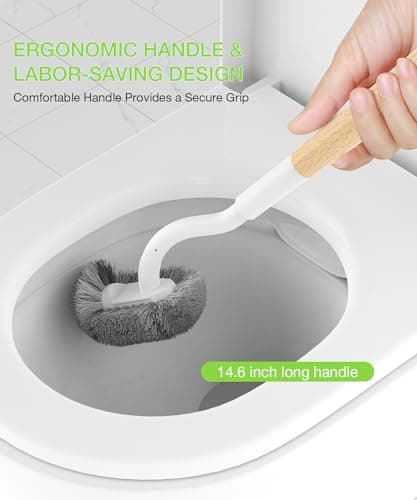 OSCIOSS Bamboo Toilet Brush Set, 2 Pack with Ergonomic Design, Compact Size, Durable Bristles, Wooden Holder for Bathroom Cleaning - Thumbnail 5