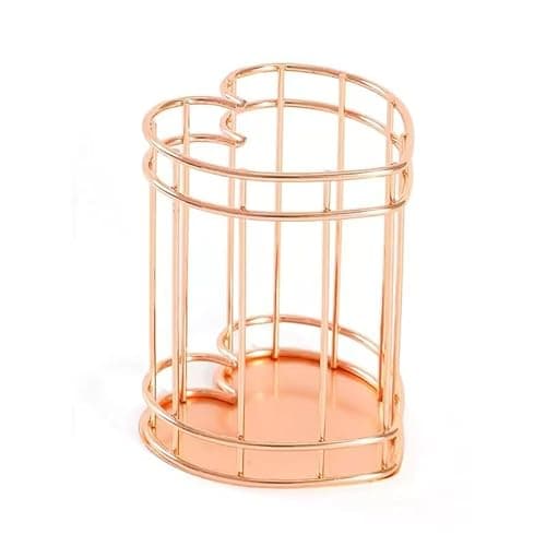 HBPHBP Makeup Brush Holder Organizer，Heart shapeMetal Makeup Organizers Countertop，Cosmetic Brushes Container for Vanity，Desktop, Bathroom(Heart shape) - Image 1