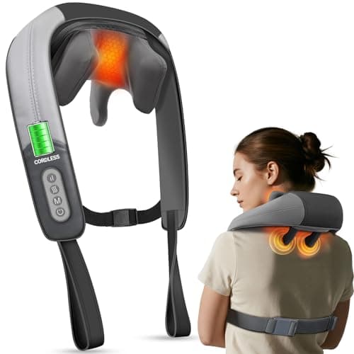 CuPiLo Neck Shoulder Massager with Heat -4D Expert Deep Tissue Kneading Massager, Rechargeable Massage for Neck, Shoulder,Traps and Back Pain Relief - Image 1