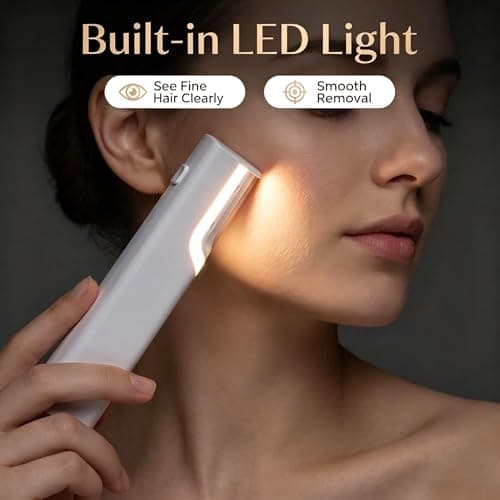 Sonic Dermaplaning Tool for Face, Painless Facial Hair Remover with LED Light, Eyebrow & Peach Fuzz Trimmer for Women, Rechargeable Shaver for Upper Lip, Chin & Sensitive Skin - Thumbnail 5