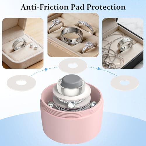 YWXTW Portable Holder for Oura Ring (with Airtag Slot), Waterproof Ring Case, Anti-Loss Ring Holder Keychain for Women & Men, Travel Jewelry Organizer for Gym & Daily Use (Light Pink) - Thumbnail 4