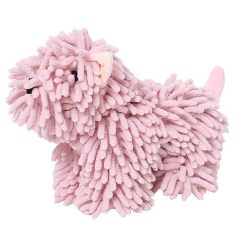 FAGOBI Cute Dog Chenille Hand Towel, 3D Fuzzy Puppy Hangable Ball Hand Towel Microfiber Super Soft Absorbent Bathroom & Kitchen Towels with Hanging Loop, Can Be Placed on the Sink Countertop (Pink)