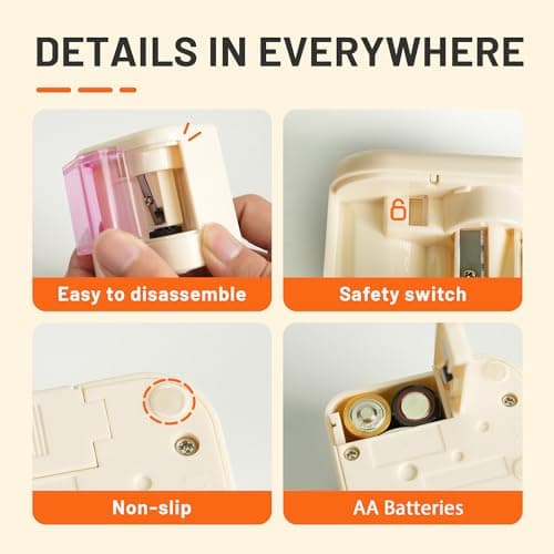 YPLUS Electric Pencil Sharpener for Kids, Super Portable Small Colored Pen Sharpeners, Automatic Mini Sharpener for Classroom,Stocking Stuffers for Kids Toddler - White - Thumbnail 2