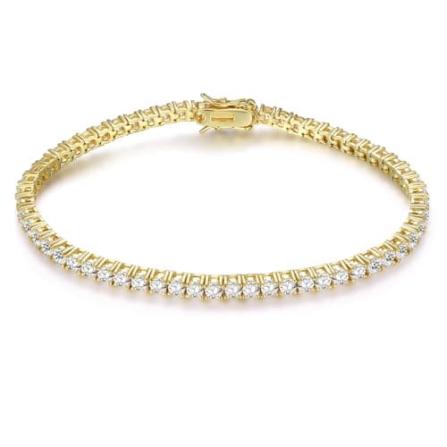 Gemsme 18K Gold Plated 3.0 Cubic Zirconia Classic Tennis Bracelet for Women and Men 7 Inch - Image 1