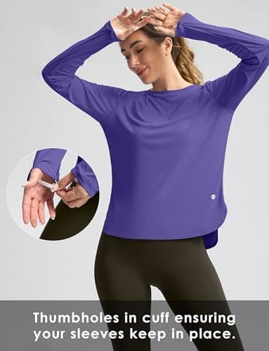 Women's Sun Shirts UPF 50+ Long Sleeve UV Protection Shirt Lightweight Quick Dry Workout Hiking Tops for Women(Vintage Purple,XXXL) - Thumbnail 6