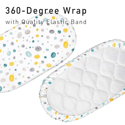Gllquen Baby Bassinet Sheets 4 Pack, Breathable Cozy Fitted Mattress Sheet, Elastic Travel Crib Fashionable Floral Pattern, Standard Cradle Safe Sheets for Baby Boys Girls 32"x16"(Dinosaur) - Thumbnail 4