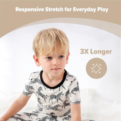NewSeed Kids 2-Piece So Soft 2-Piece Playtime Set – Short Sleeve Crew Neck Top with Matching Leggings, Little to Big Kids (Zebras, 2-3Y) - Thumbnail 3