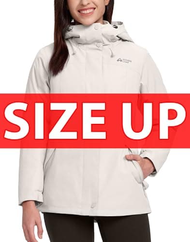 Pioneer Camp Ski Jacket for Women with Fleece Lined Hood Water Resistant Windproof Coat, Off White, M - Thumbnail 2