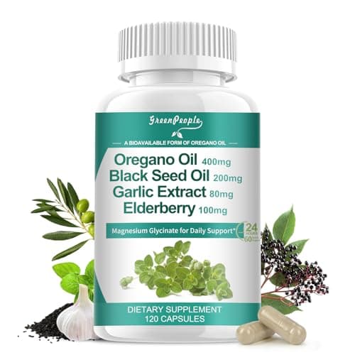 Organic Oregano Oil Capsules – 11-in-1 Blend with Black Seed Oil, Elderberry, Garlic, Olive Leaf– Magnesium & Black Pepper for Absorption – Immune, Respiratory & Digestive – Vegan, Non-GMO, 120 Ct - Image 1