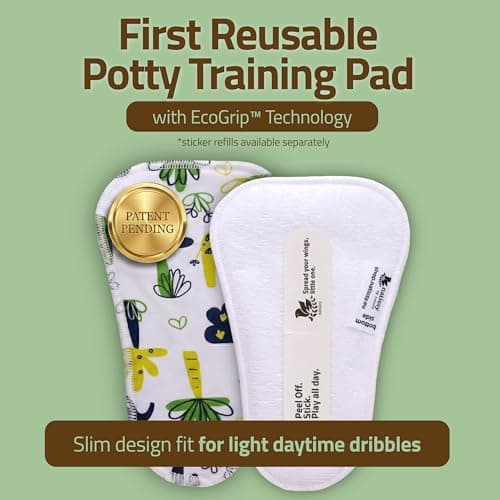 Reusable Potty Training Pads for Toddlers with Stay-Put EcoGrip – Made in EU (Daily Fit 8-Pack), Soft Organic Cotton Inserts for Light Daytime Dribbles, Turn Any Underwear into Training Pants - Thumbnail 3
