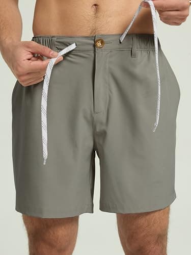 Arcweg Mens Casual Shorts 6 inch Inseam Stretch Golf Shorts Water Friendly Active Hybrid Shorts Regular Fit Grey - Thumbnail 3