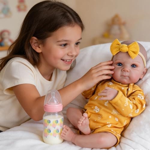 Milidool Lifelike Reborn Baby Dolls - 20 Inch Newborn Baby Doll Girl with Soft Weighted Body, Cute Soft Poseable Realistic Real Life Baby Dolls with Complete Accessories for 3+ Years Old Gifts - Thumbnail 3