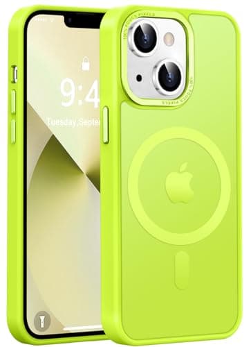 Newfuture Designed for iPhone 13 Case & iPhone 14 Case with Magnetic [13 FT Military Drop Protection] [Compatible with Magsafe] Slim Shockproof with Anti-Fingerprint Phone Case, Fluorescent Green