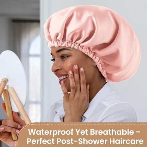 Zixsavk Adjustable Double Layer Silk-Satin Hair Bonnet for Women - Sleep Hair Protector Ideal for Natural Curly Hair, Anti-Frizz & Moisture Retention (Dark green,Large) - Thumbnail 2