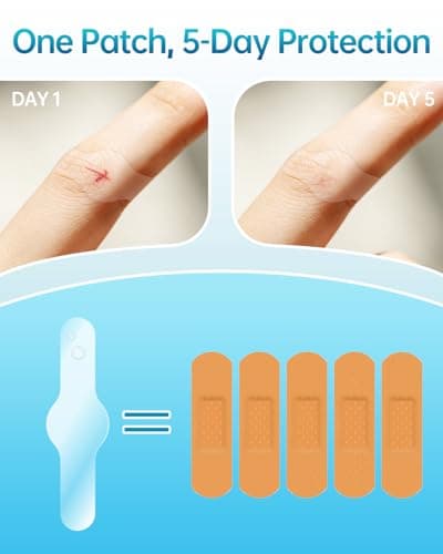 Hydrocolloid Bandages 0.006in Optimally Thin Second Skin 5 Day Protect Waterproof Faster Healing Less Scarring Individually Wrapped,for Body Cuts Scrapes Burns First Aid,10 Count(1.1in*2.72in) - Thumbnail 5