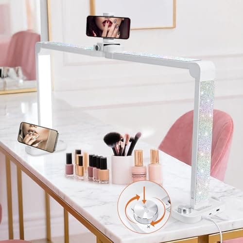 BZJ 34-Inch Nail Light for Desk Foldable Half Moon Nail Art Table Lamp with Stepless Dimming Brightness and Color Temperature for Manicurists Beauty Eyelash Extensions Tattoo Crafts - Image 1
